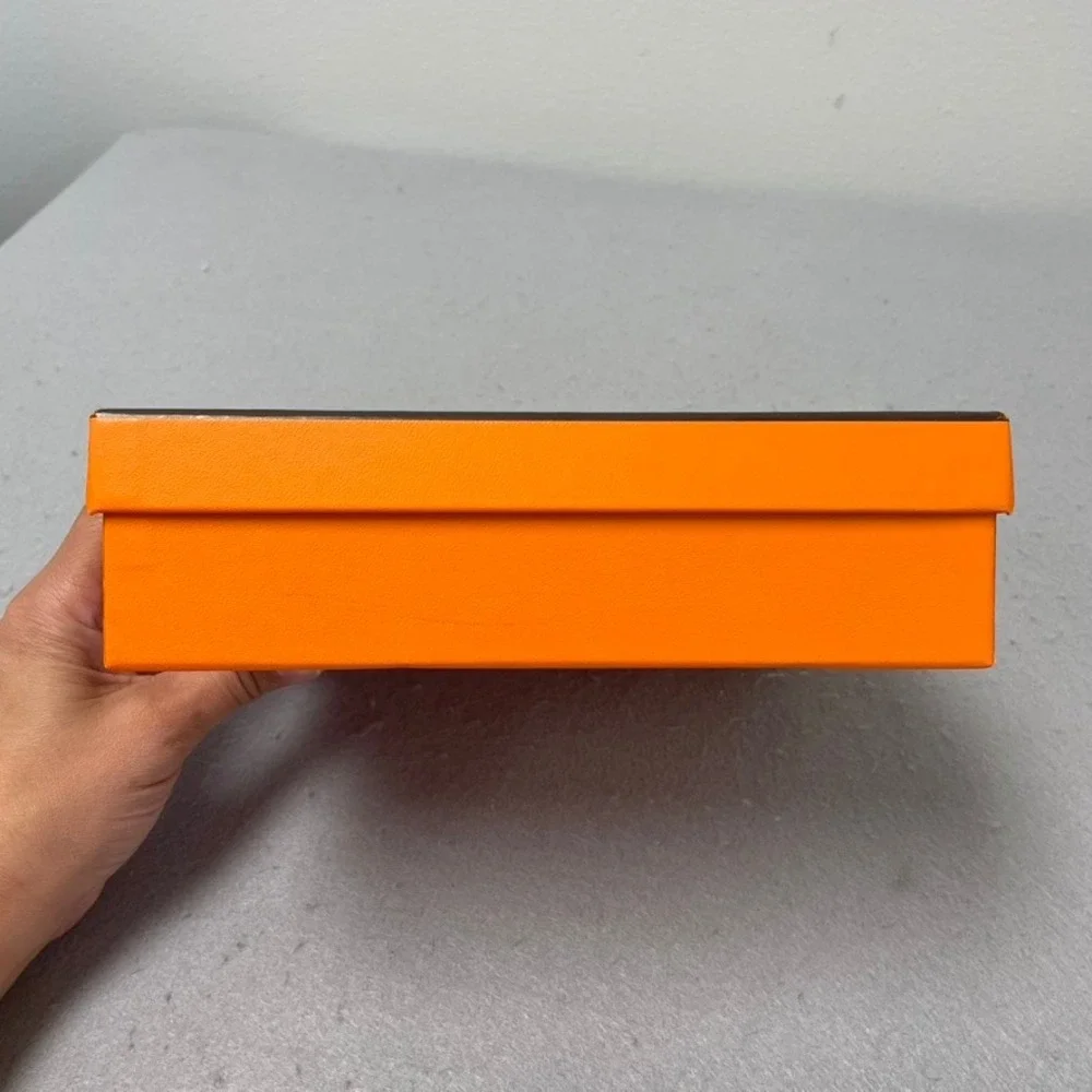 Hermes Box and Dust Bag Set Orange Canvas Logo Packaging Accessory 7.5x7.5x2